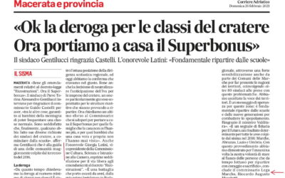 Corriere Adriatico / “Ok la deroga per le classi del cratere. Ora portiamo a casa il Superbonus”